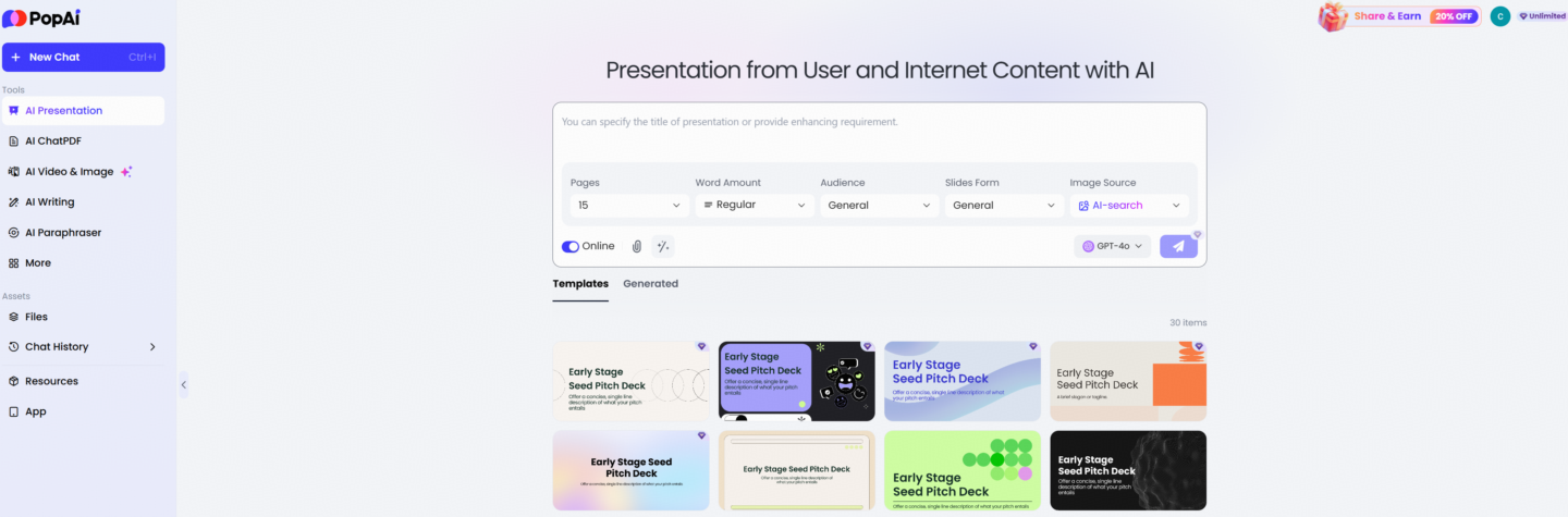 PopAi：best ai presentation maker 