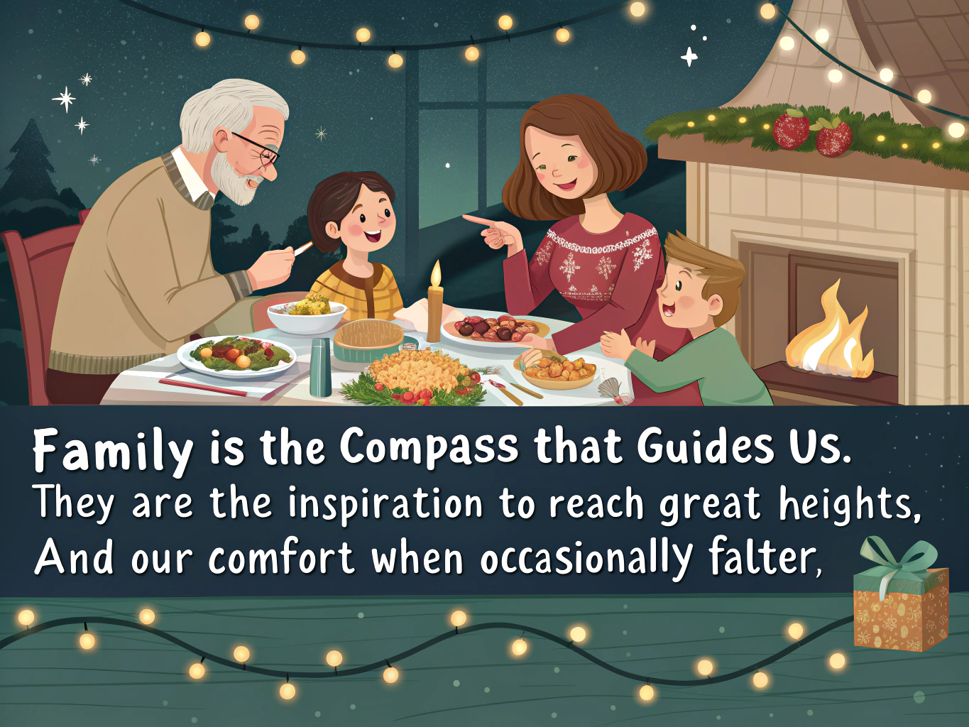  "Family is the compass that guides us. They are the inspiration to reach great heights, and our comfort when we occasionally falter,"