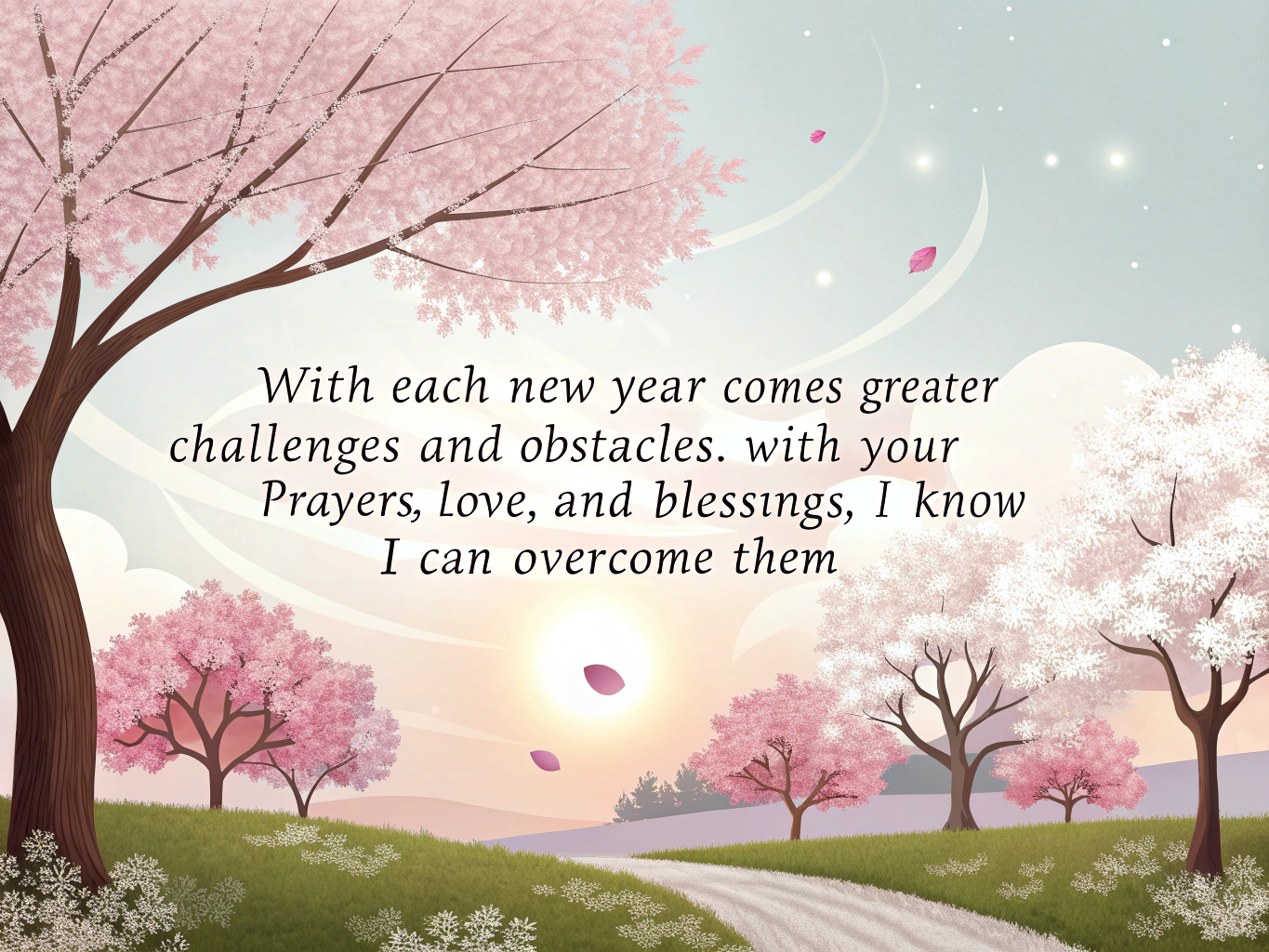 "With each new year comes greater challenges and obstacles. With your prayers, love, and blessings, I know I can overcome them,"