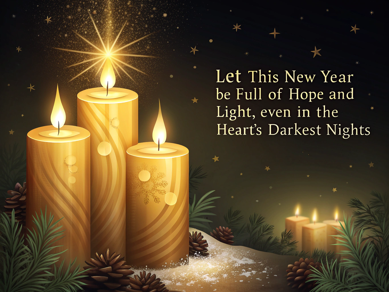  "Let this New Year be full of hope and light, even in the heart's darkest nights,"