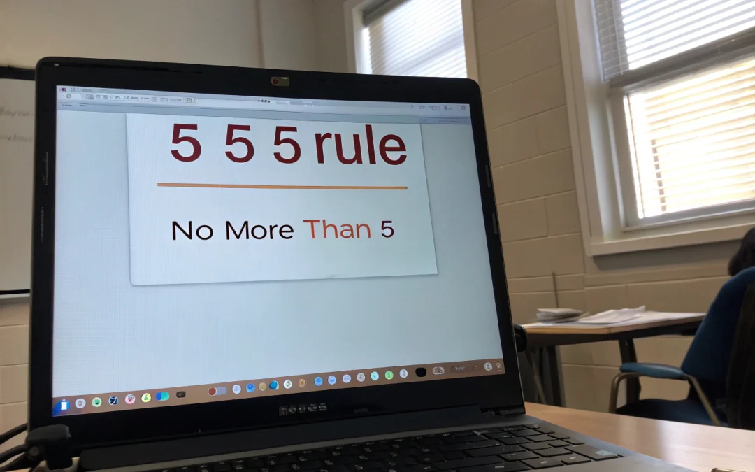 What is the 5 5 5 rule in PowerPoint?