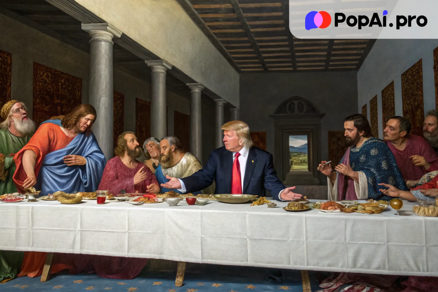 Donald Trump in the famous Last Supper setting