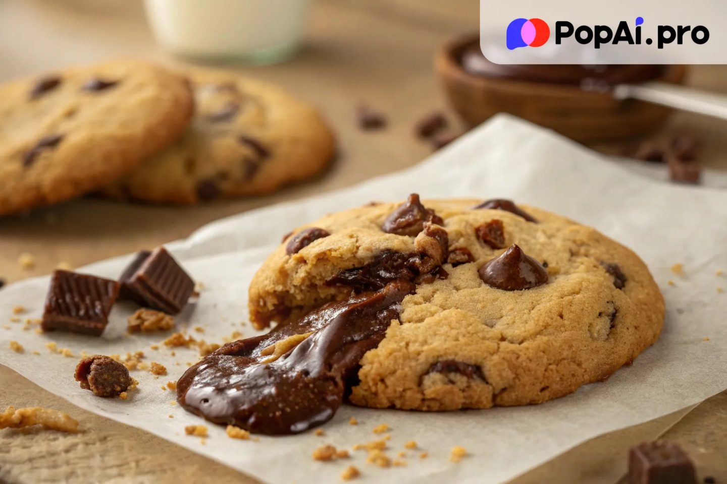 a close-up of a gourmet chocolate chip cookie