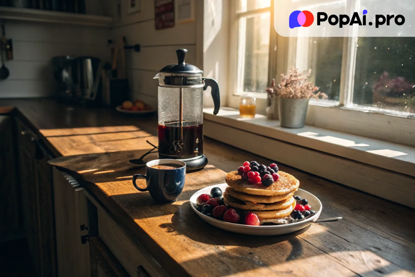 A heartwarming Good Morning image of a cozy kitchen