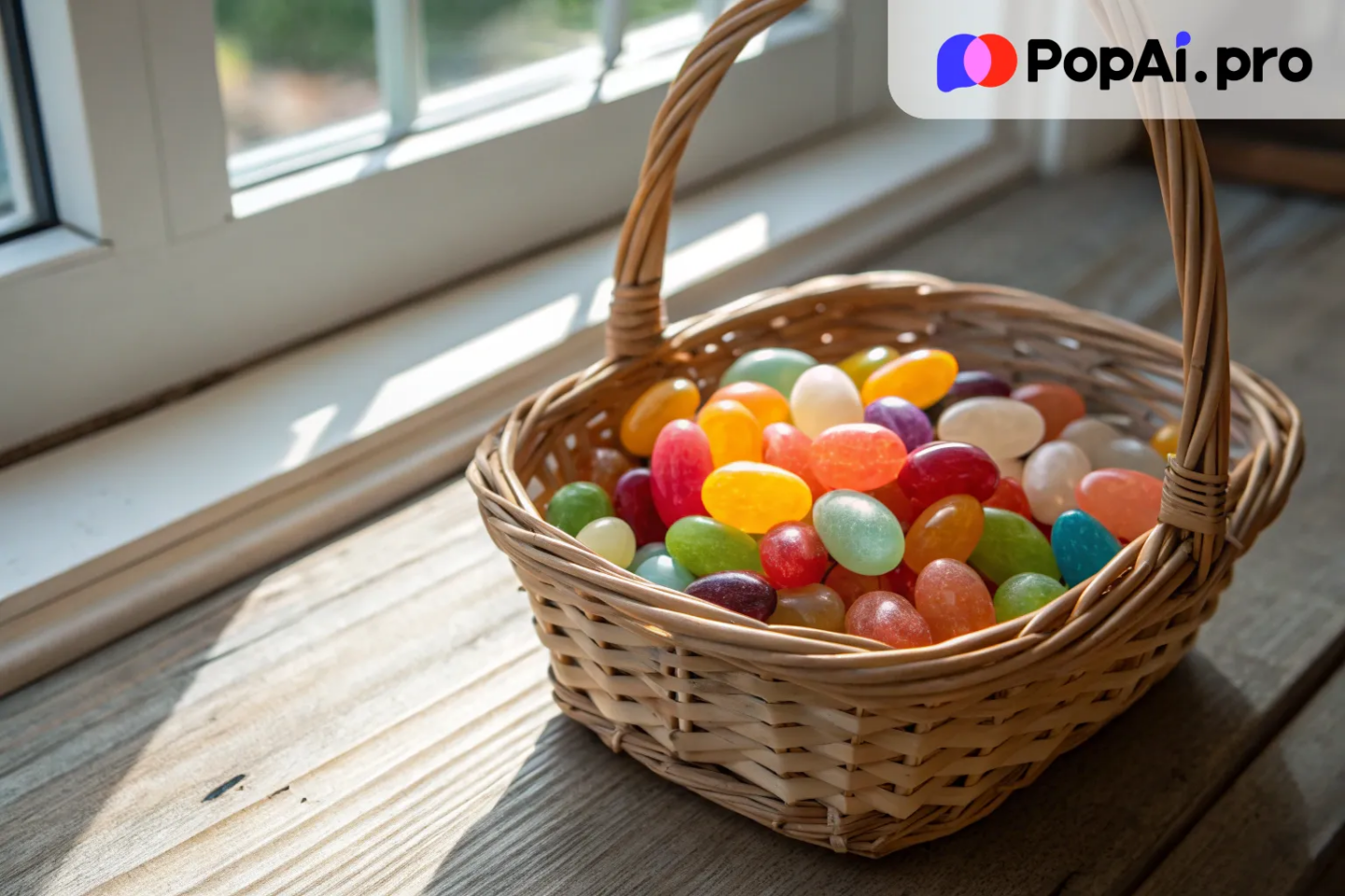 a basket filled with a variety of colorful jelly beans