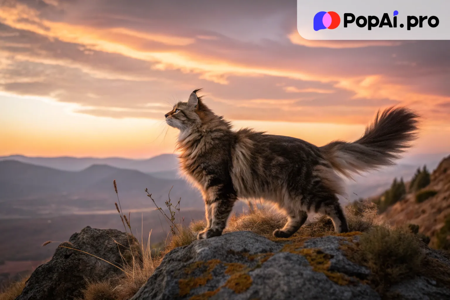 A majestic Maine Coon cat with a thick mane