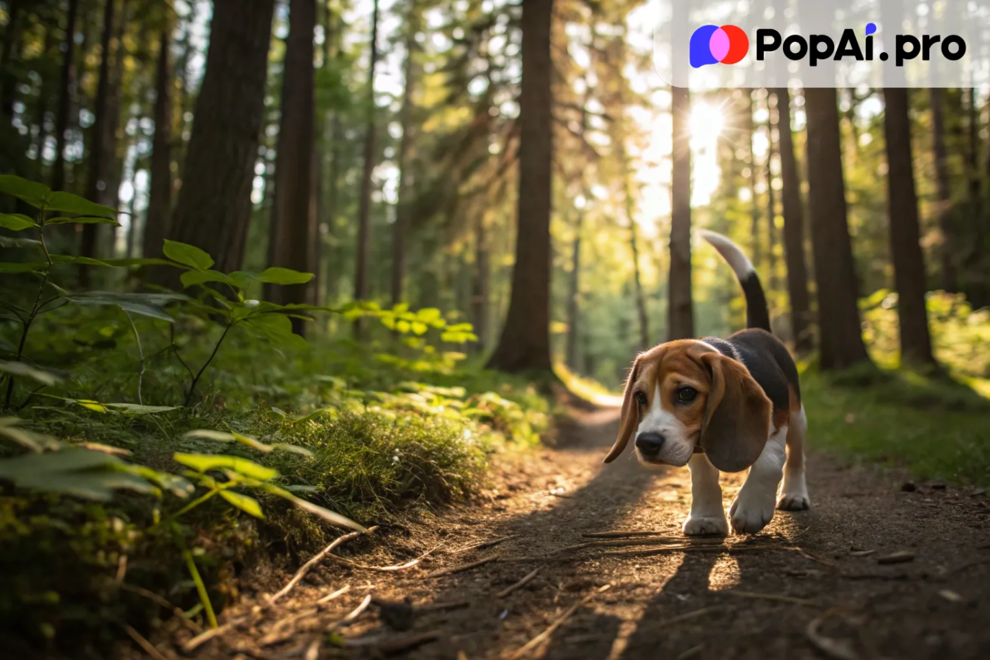 A cute beagle puppy with large, floppy ears