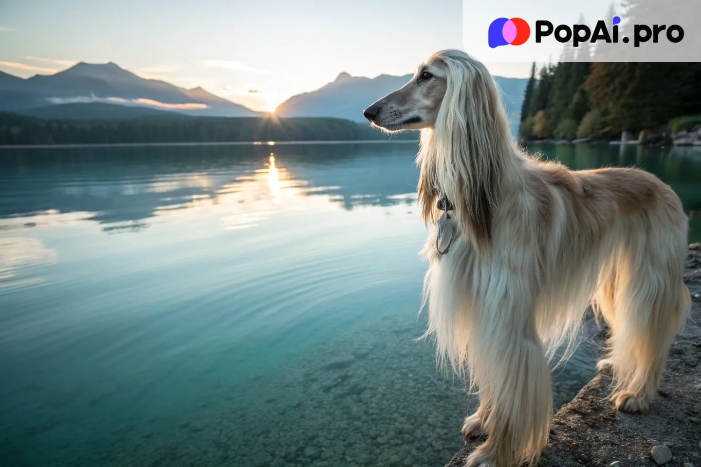 A majestic Afghan Hound with flowing, silky hair