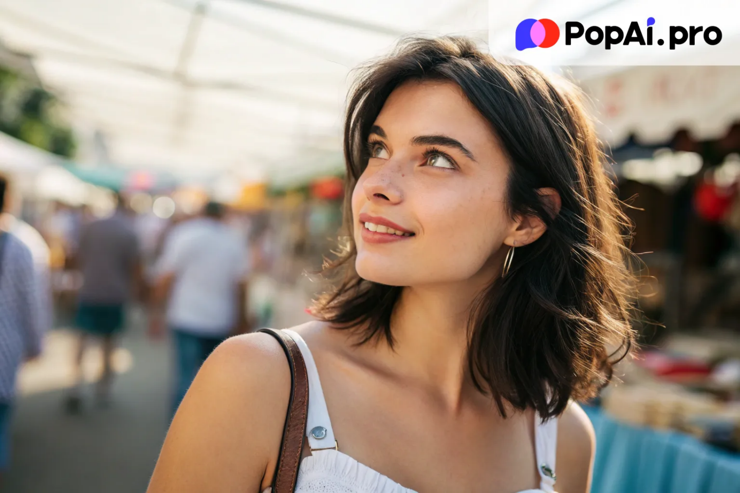 beautiful girl shopping at an outdoor market