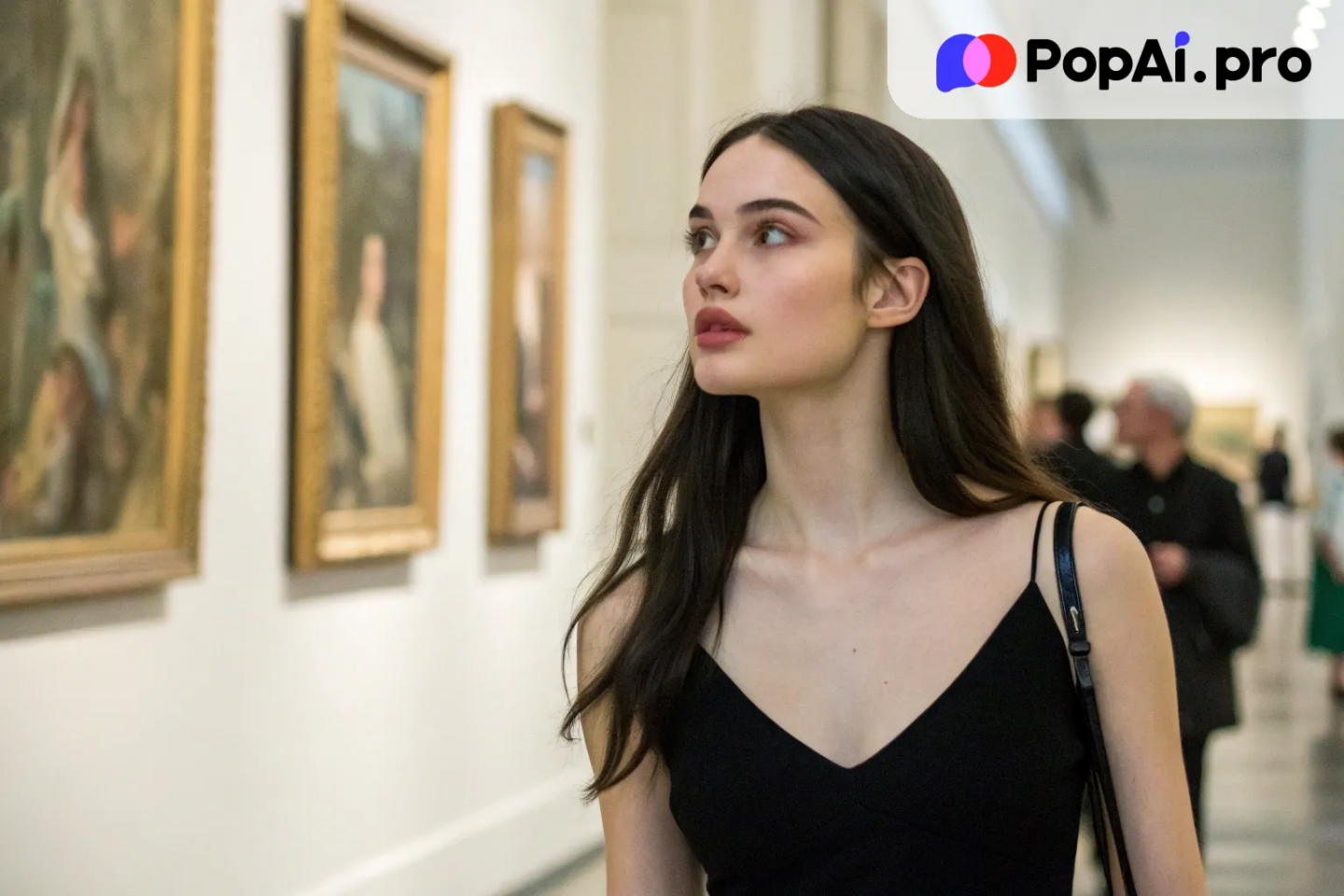 girlfriend walking through an art gallery