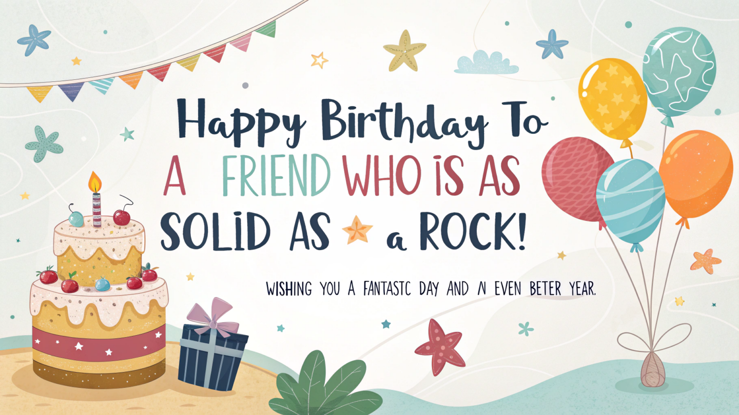 Happy birthday to a friend who is as solid as a rock! Wishing you a fantastic day and an even better year.